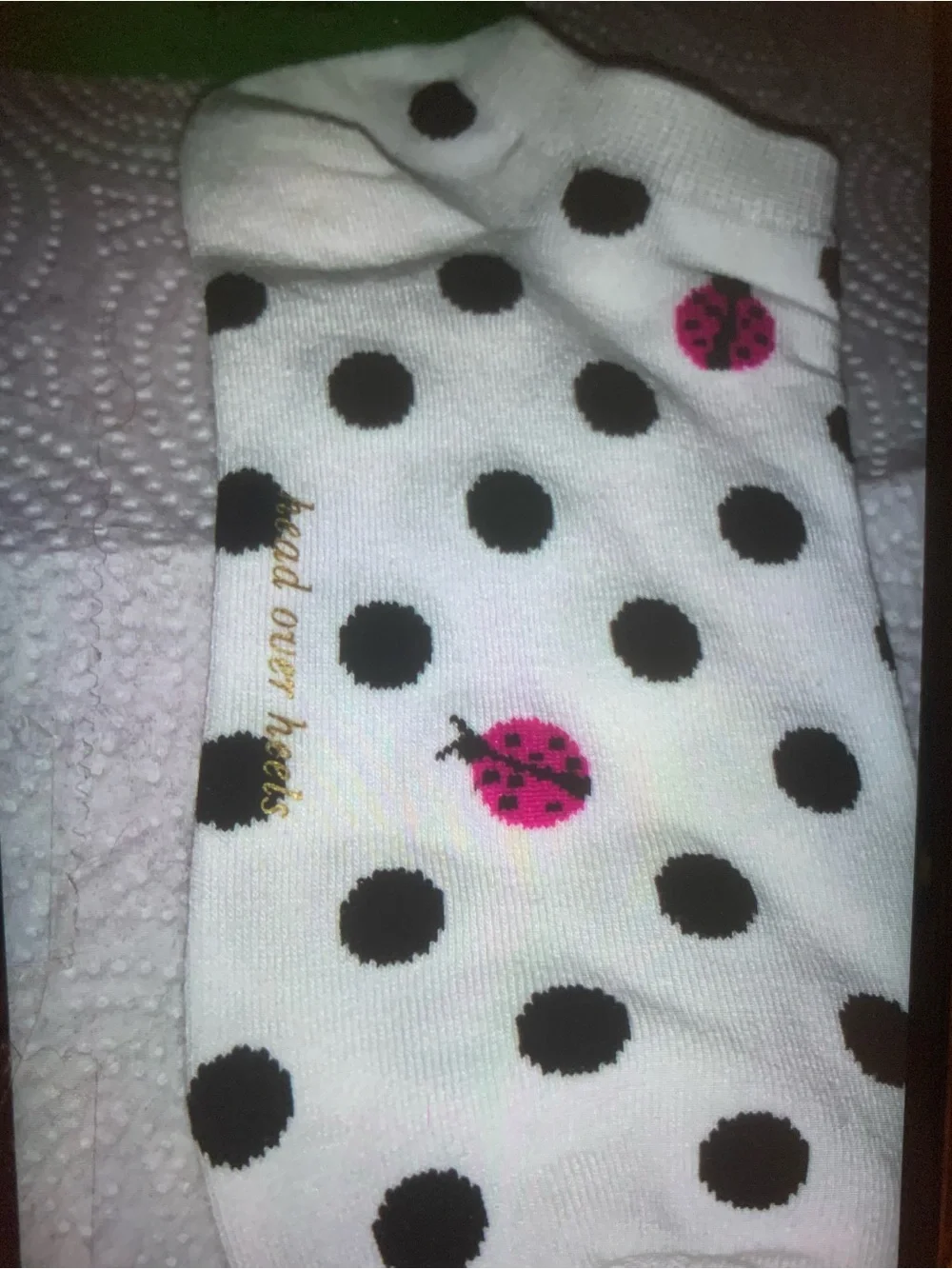 Kate Spade New York Polka Dot Crew Socks with Red Ladybug NEW NWT